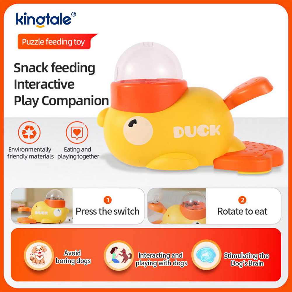 Parva Yellow Duck Pet Feeder Interactive Dog Toys Food Puzzle Tardus Feeder