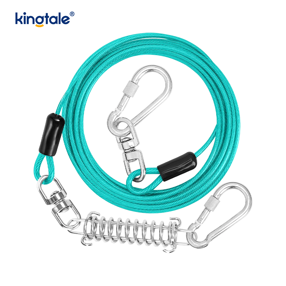 Reflective Spring Plastic Covered Dog Training Leash dog tie Out cable