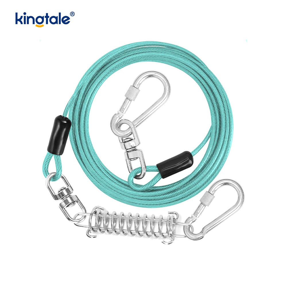 Reflective Spring Plastic Covered Dog Training Leash dog tie Out cable