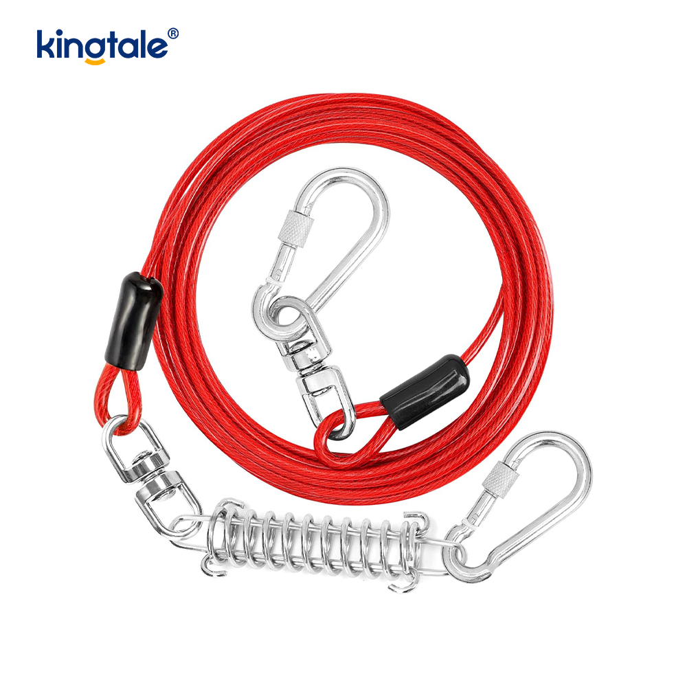 Reflective Spring Plastic Covered Dog Training Leash dog tie Out cable