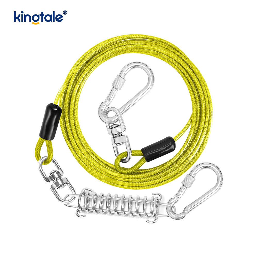 Reflective Spring Plastic Covered Dog Training Leash dog tie Out cable