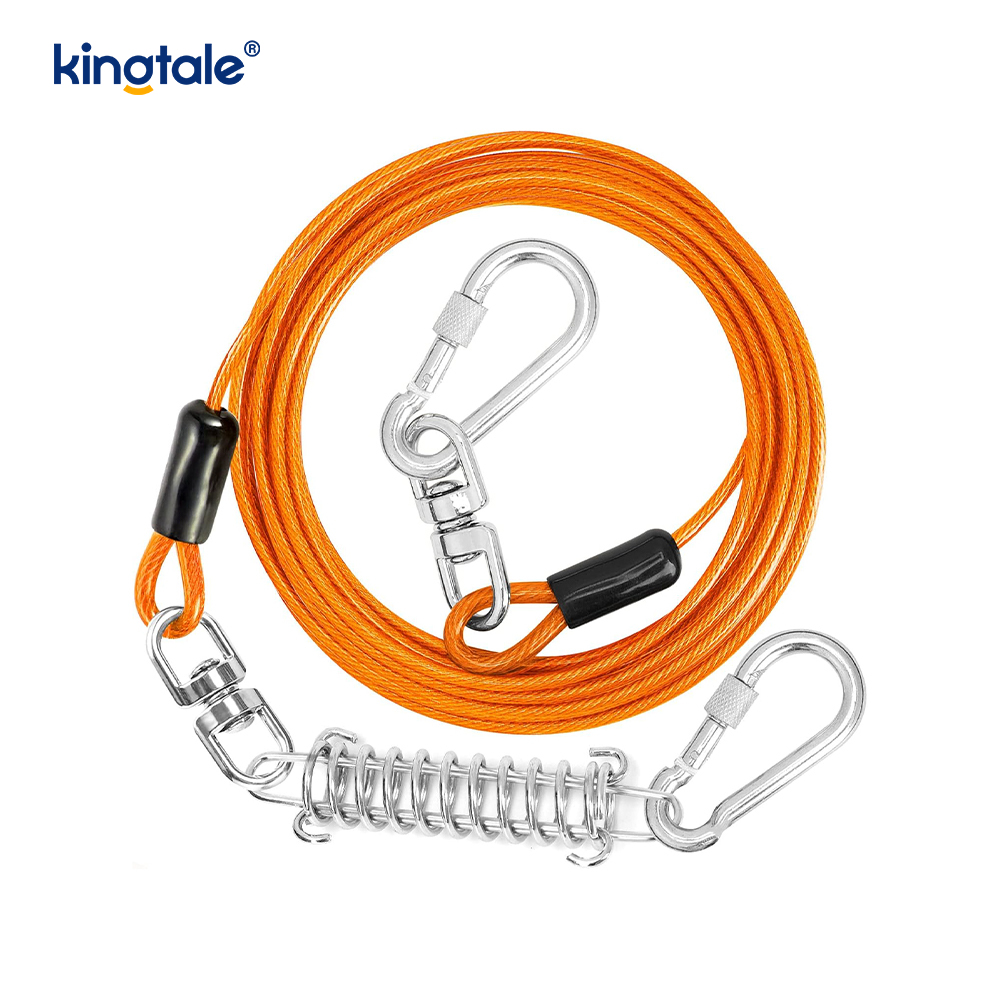 Reflective Spring Plastic Covered Dog Training Leash dog tie Out cable