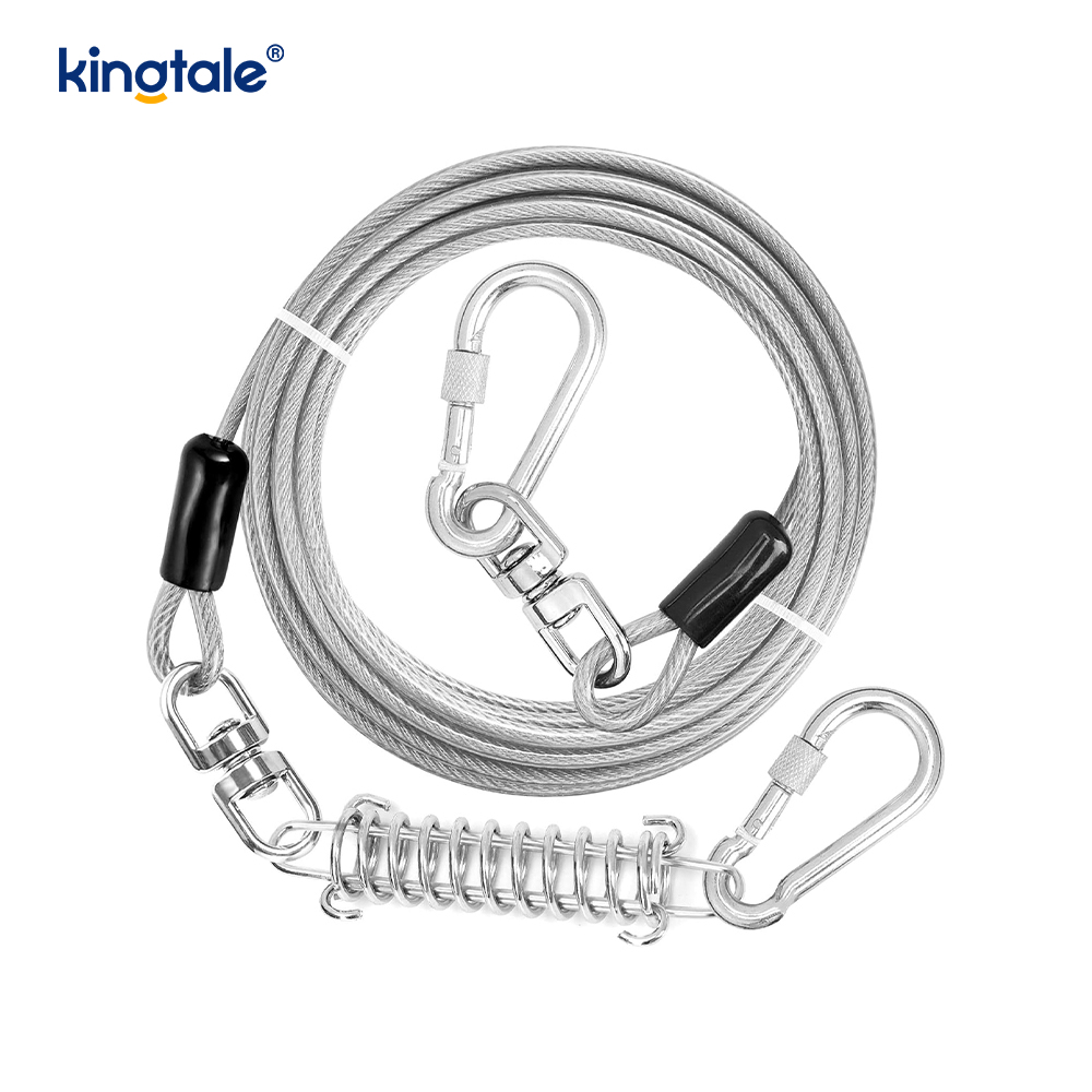Reflective Spring Plastic Covered Dog Training Leash dog tie Out cable