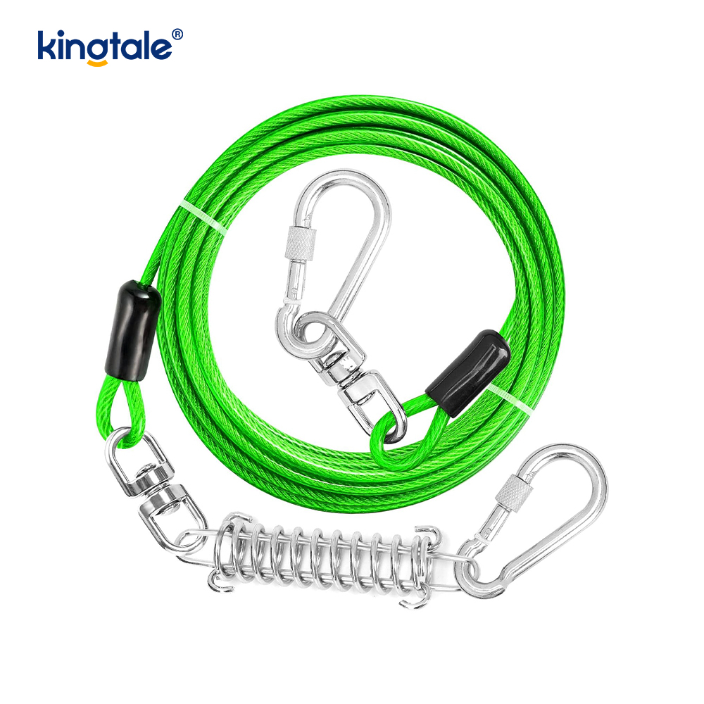 Reflective Spring Plastic Covered Dog Training Leash dog tie Out cable