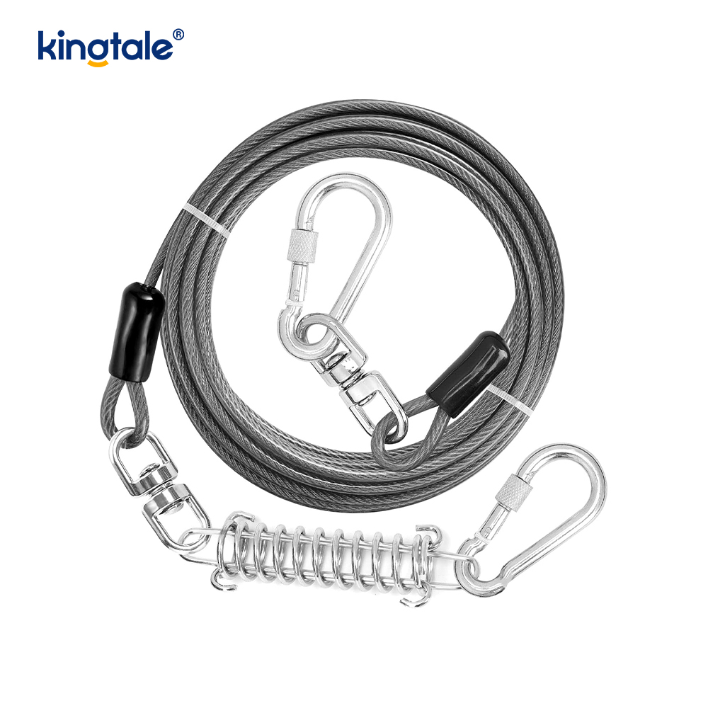Reflective Spring Plastic Covered Dog Training Leash dog tie Out cable