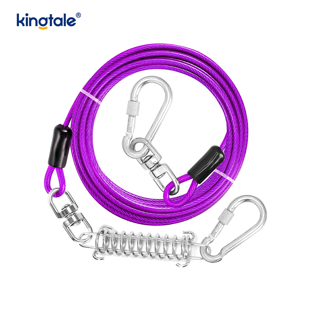 Reflective Spring Plastic Covered Dog Training Leash dog tie Out cable