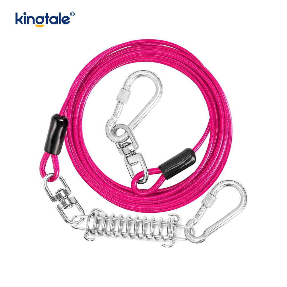 Reflective Spring Plastic Covered Dog Training Leash dog tie Out cable