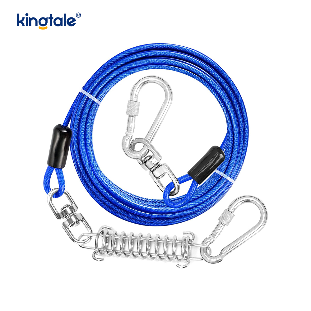 Reflective Spring Plastic Covered Dog Training Leash dog tie Out cable