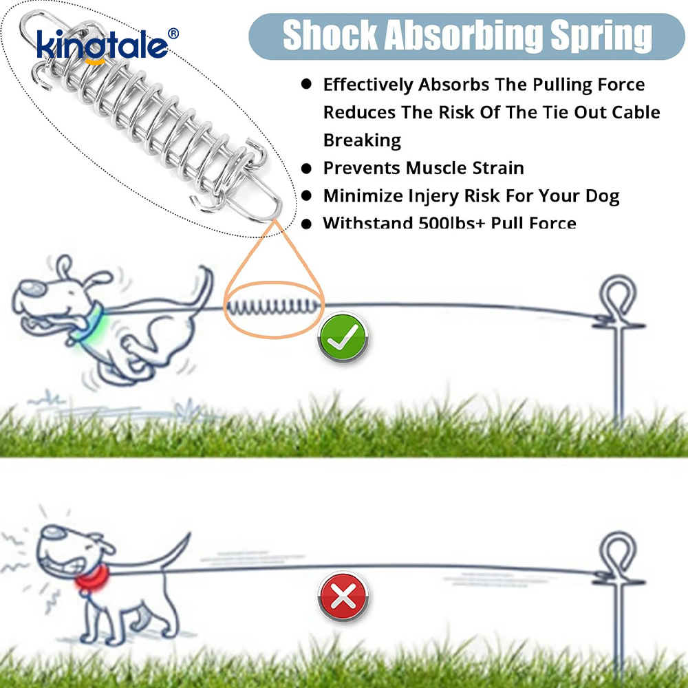 Reflective Spring Plastic Covered Dog Training Leash dog tie Out cable
