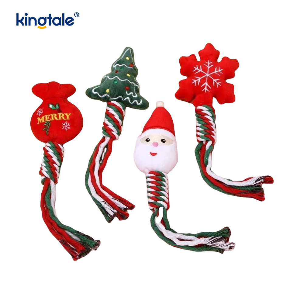 Christmas Plush Pet Toy with Cotton Funis Teether