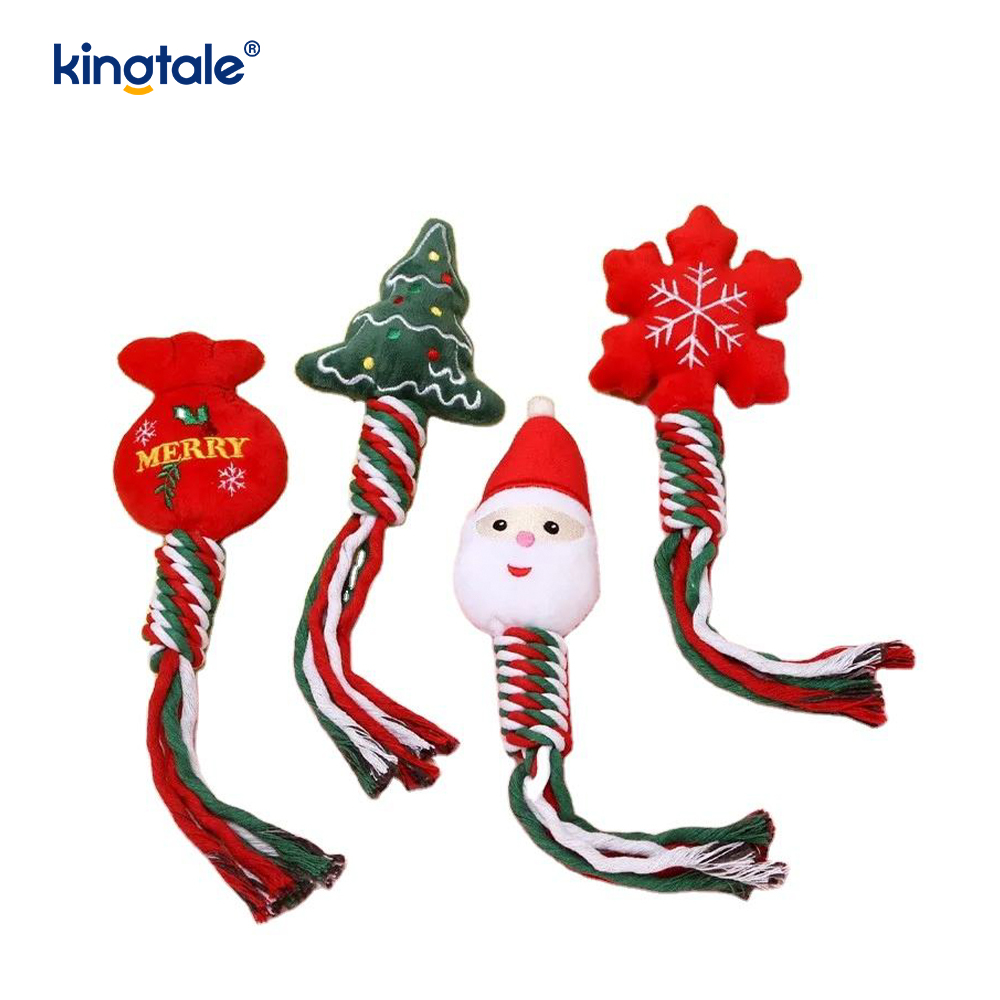 Christmas Plush Pet Toy with Cotton Funis Teether
