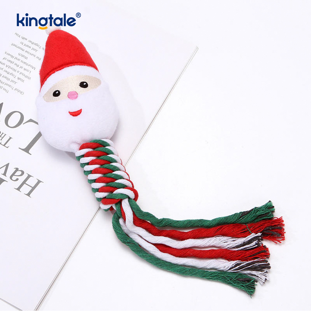 Christmas Plush Pet Toy with Cotton Funis Teether