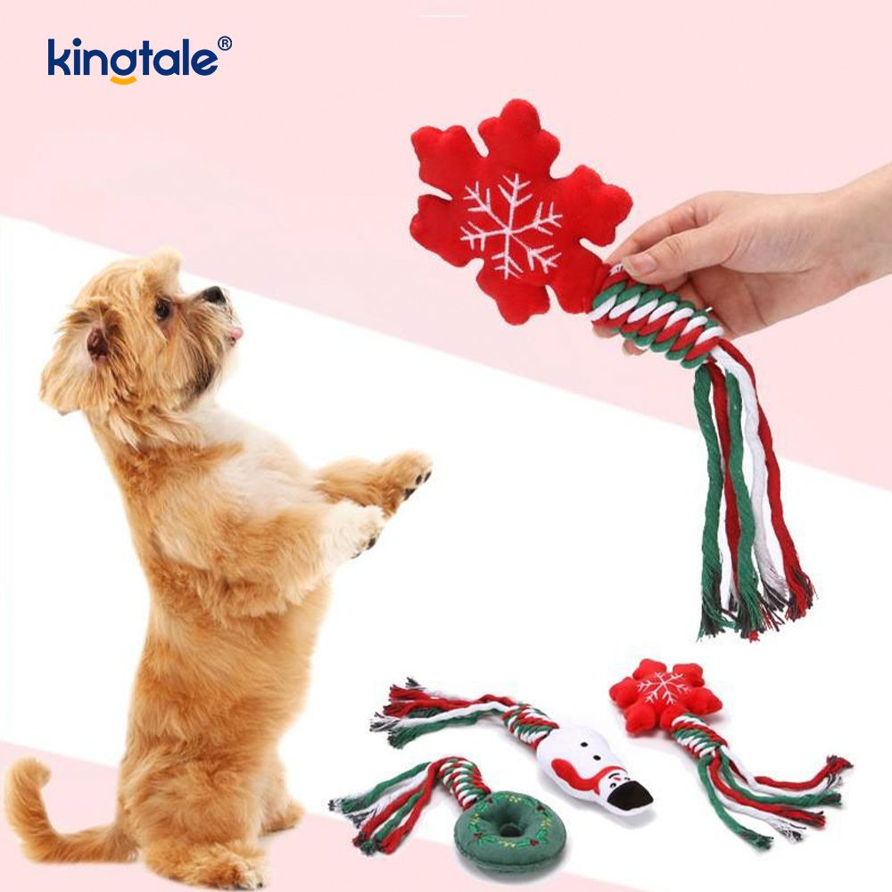 Christmas Plush Pet Toy with Cotton Funis Teether