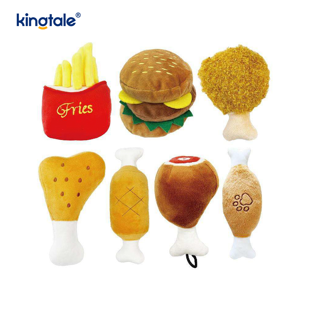 Food Screaming Toy Hamburger, French Fries, Pullus Crus pro Cat et Dog