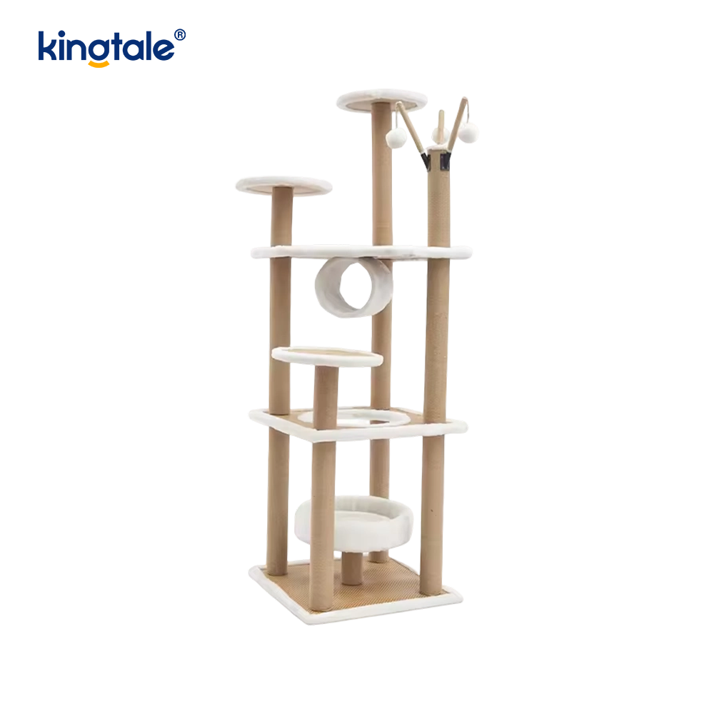 Natural sisal Cat Tree Tall Cat Tower Plush Multi-Level Condo