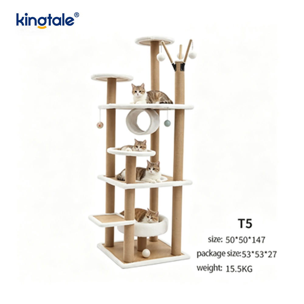 Natural sisal Cat Tree Tall Cat Tower Plush Multi-Level Condo