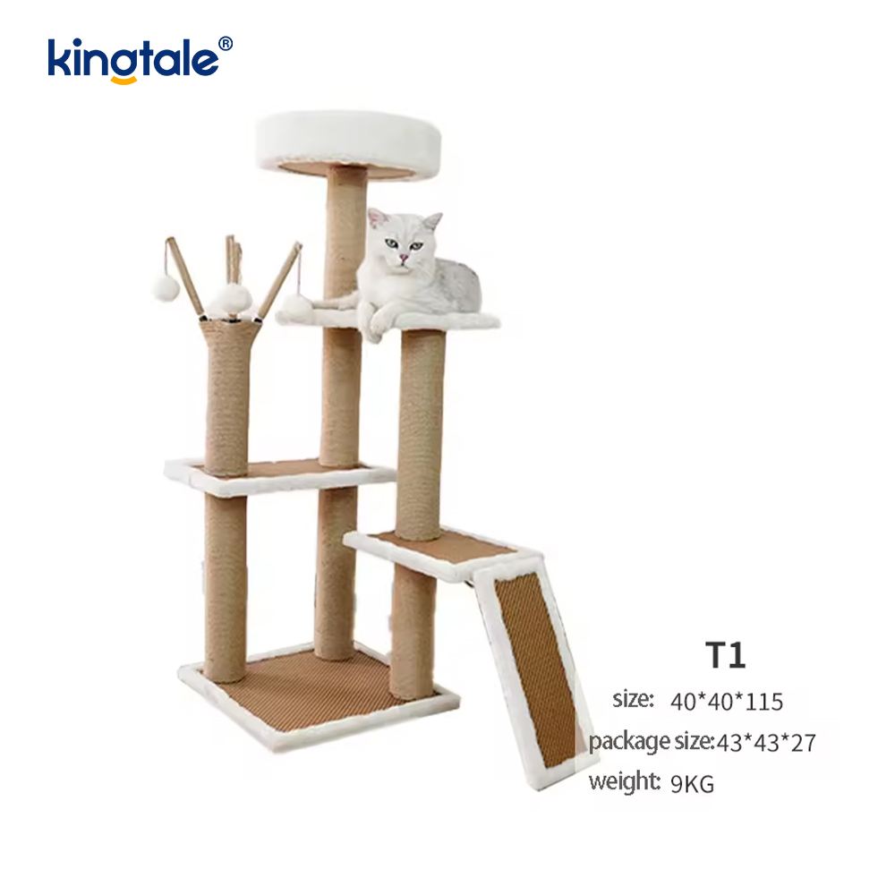 Natural sisal Cat Tree Tall Cat Tower Plush Multi-Level Condo