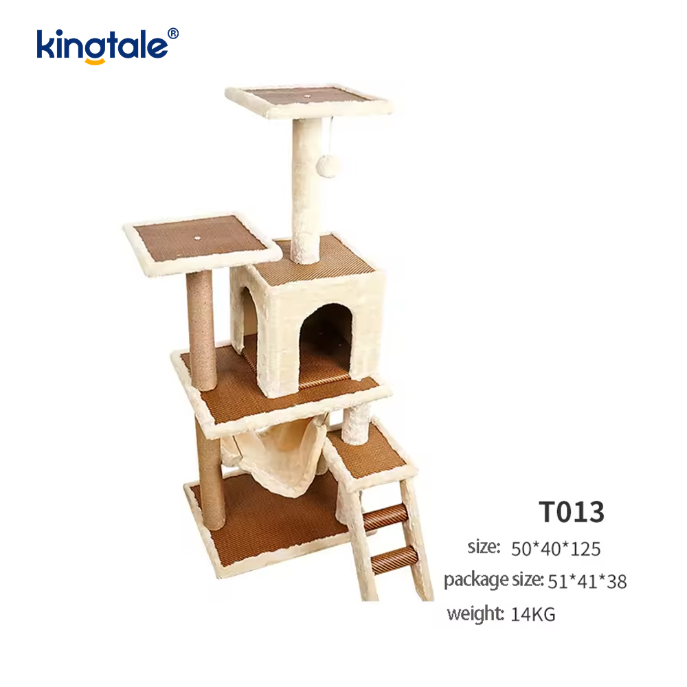 Natural sisal Cat Tree Tall Cat Tower Plush Multi-Level Condo