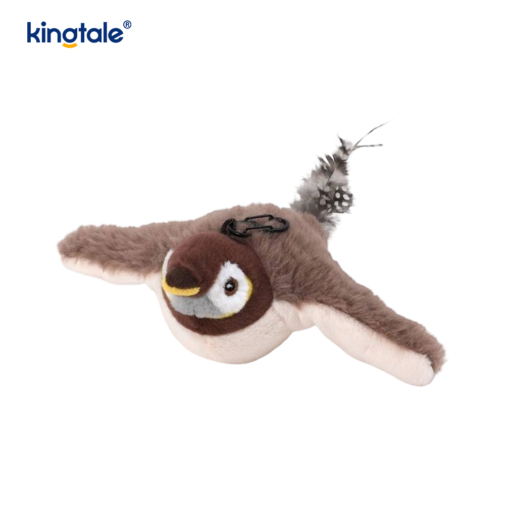 Plush, realistica avis / Electric Rechargeable Cat Toy quod sonat cum Patted