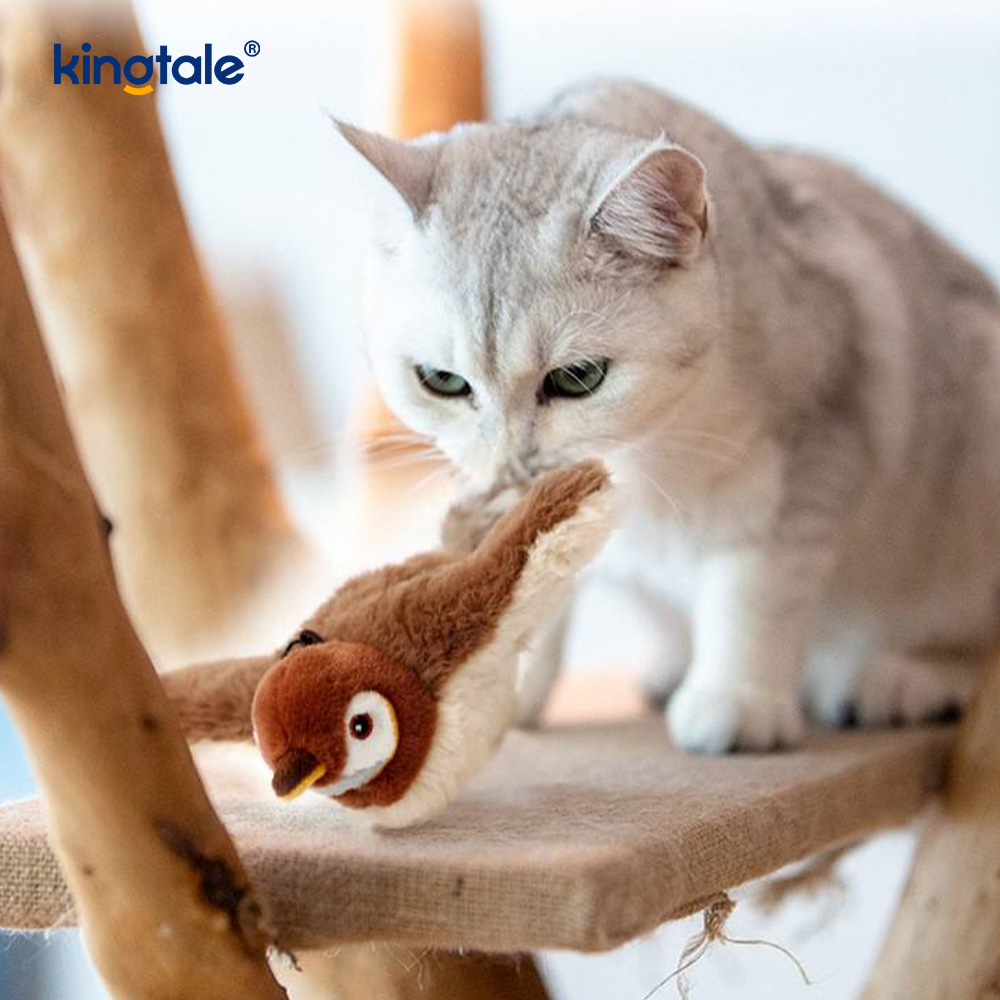 Plush, realistica avis / Electric Rechargeable Cat Toy quod sonat cum Patted