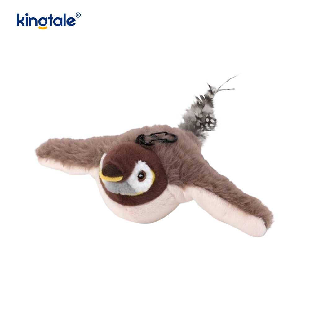 Plush, realistica avis / Electric Rechargeable Cat Toy quod sonat cum Patted