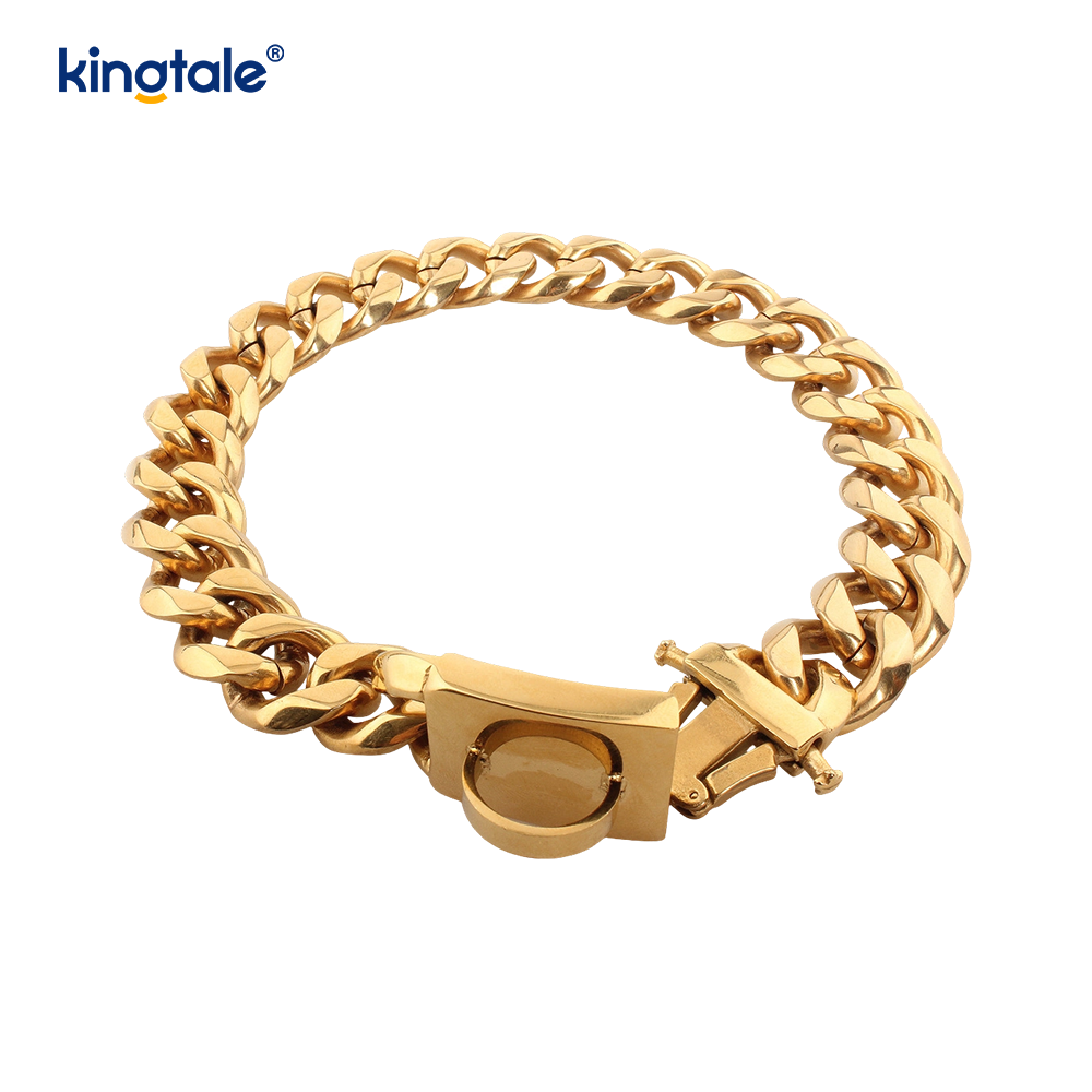 Fashion Plated Steel Pet Cubanus Link Dog Choke Chain Collar