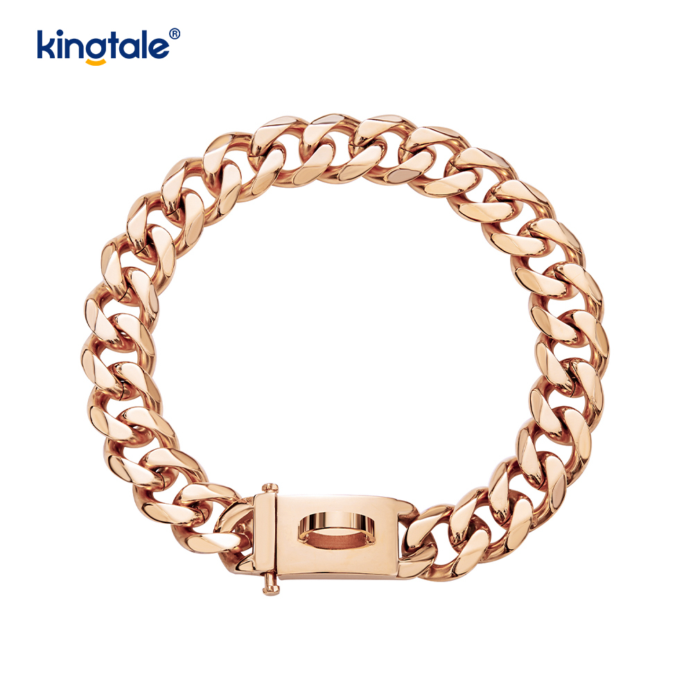 Fashion Plated Steel Pet Cubanus Link Dog Choke Chain Collar