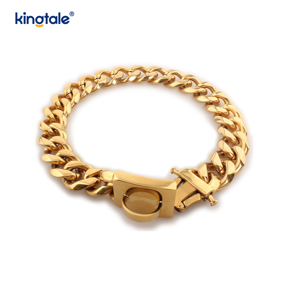 Fashion Plated Steel Pet Cubanus Link Dog Choke Chain Collar