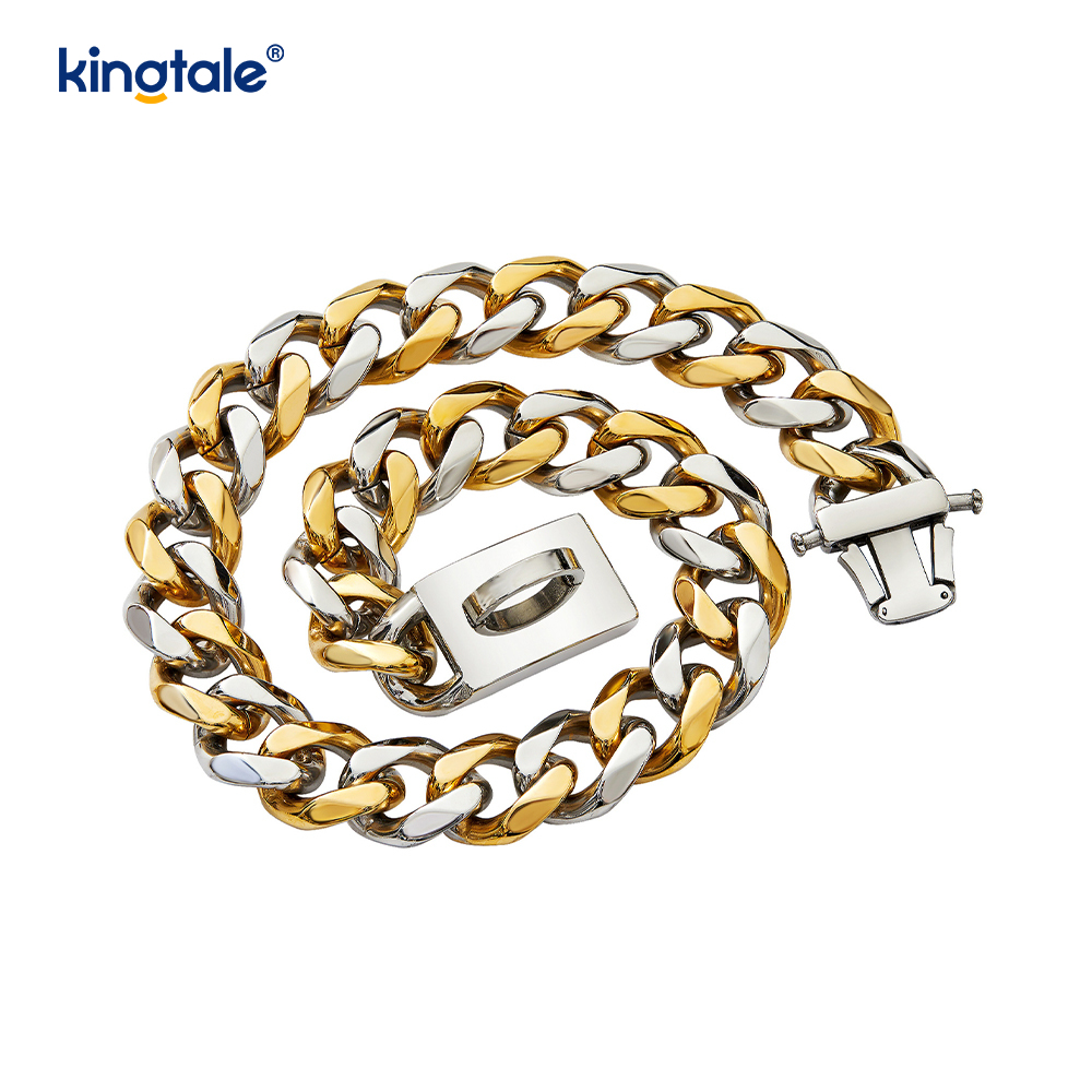 Fashion Plated Steel Pet Cubanus Link Dog Choke Chain Collar